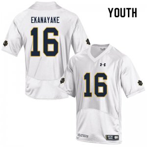 Notre Dame Fighting Irish Youth Cameron Ekanayake #16 White Under Armour Authentic Stitched College NCAA Football Jersey XVB2799OX